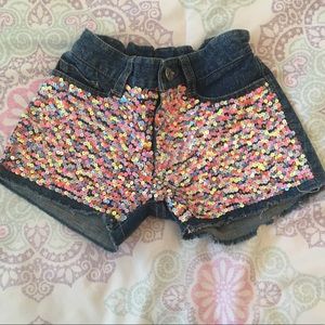 Flowers By Zoe Sequin Embellished Denim Shorts